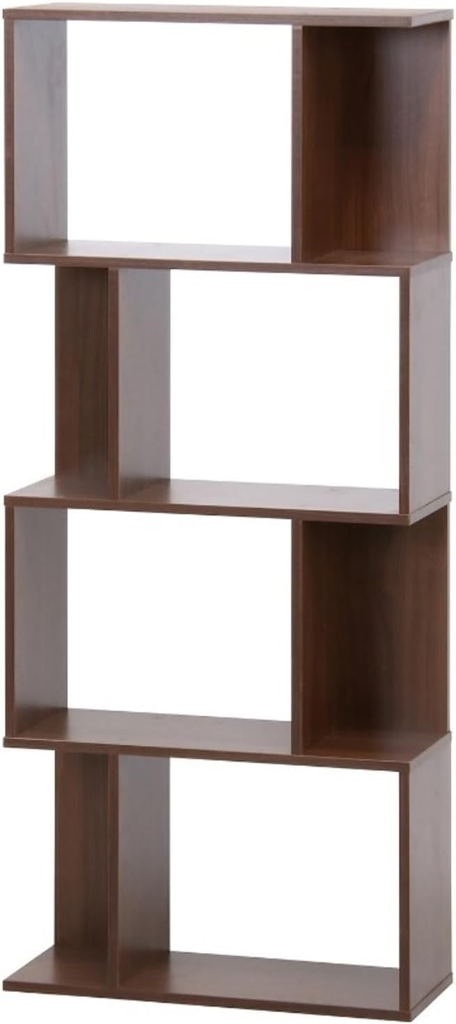 縦横可能 S型ディスプレイラック/収納棚 4段 ミディアムブラウン